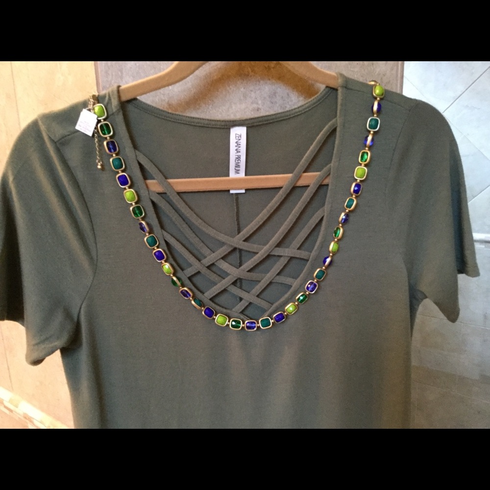Long blue and green Lia Sophia necklace